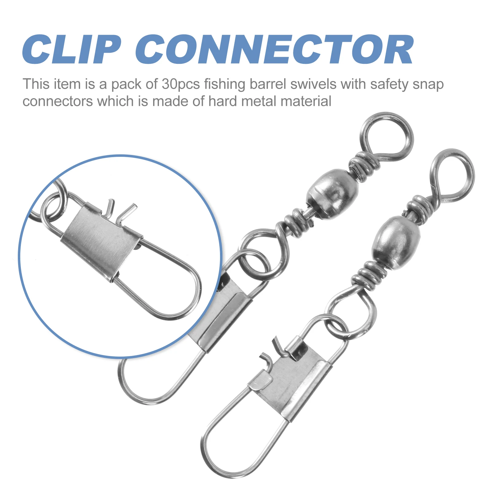 

30 PCS Fishing Connector Swivels Fishing Barrel Swivel Fishing Bearing Swivel Clip Connector (Pattern A, Black)