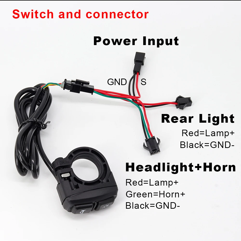 Ensemble Feux Arrière Et Avant Pour Vélo Électrique 36V 48V 52V 60V Avec DK336 Light Horn Turning Switch