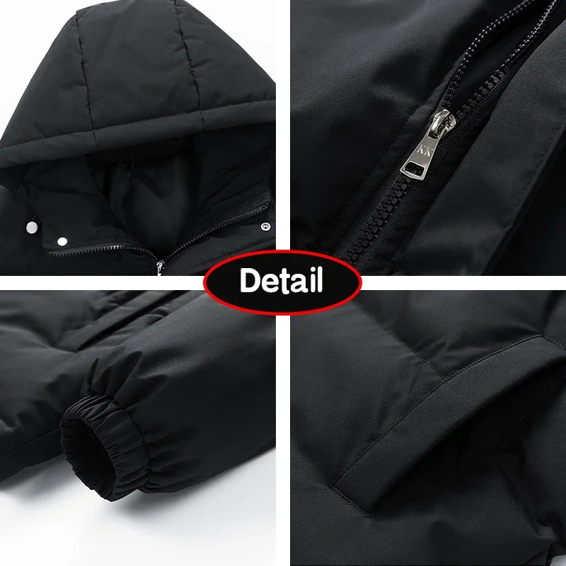 8XL New Autumn Men Warm Outdoor Windproof Hooded Parka Jacket Men Winter Solid Zipper Casual Fashion Large Size Jacket Male Coat