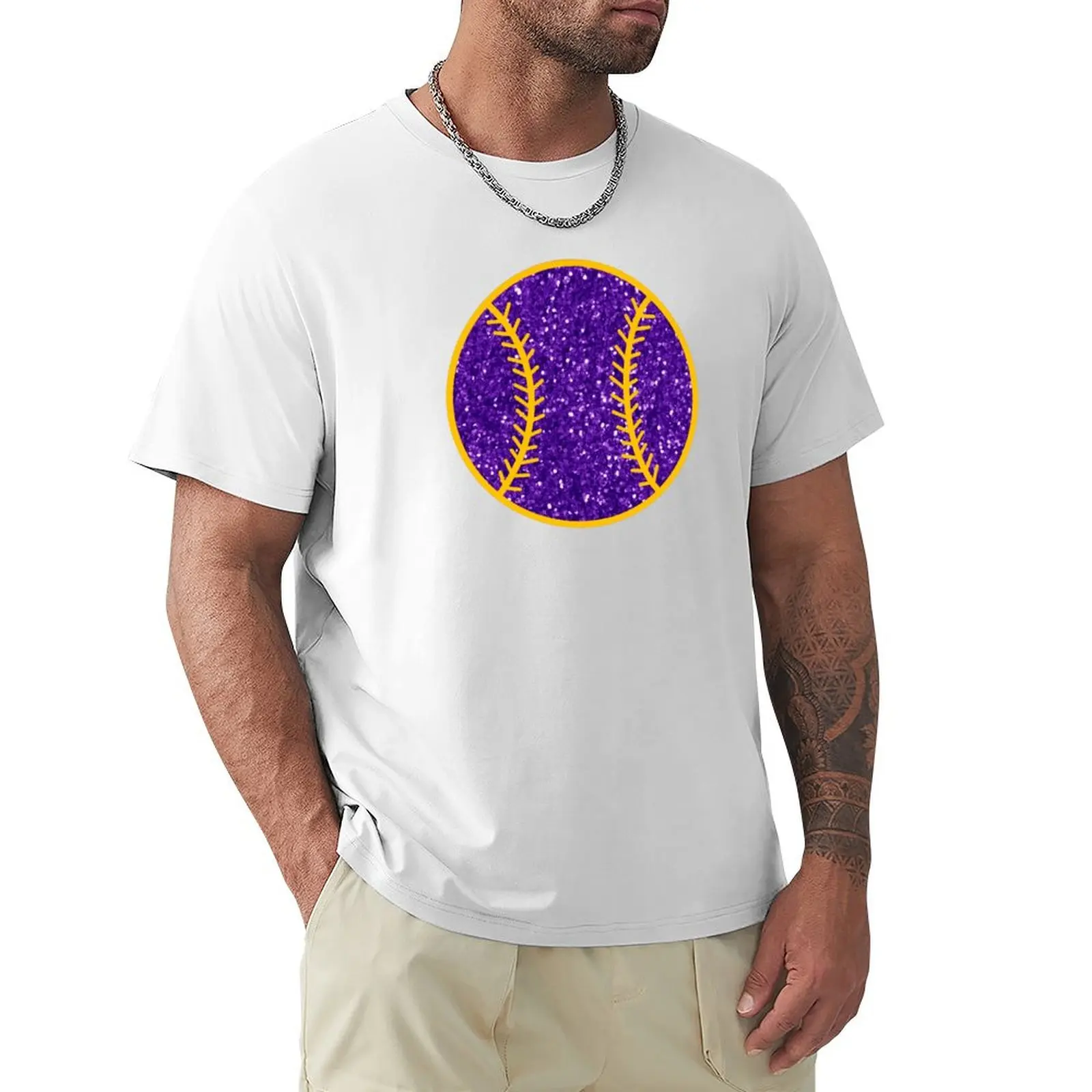 

purple and gold glitter baseball T-shirt plus sizes blacks oversized t shirt men