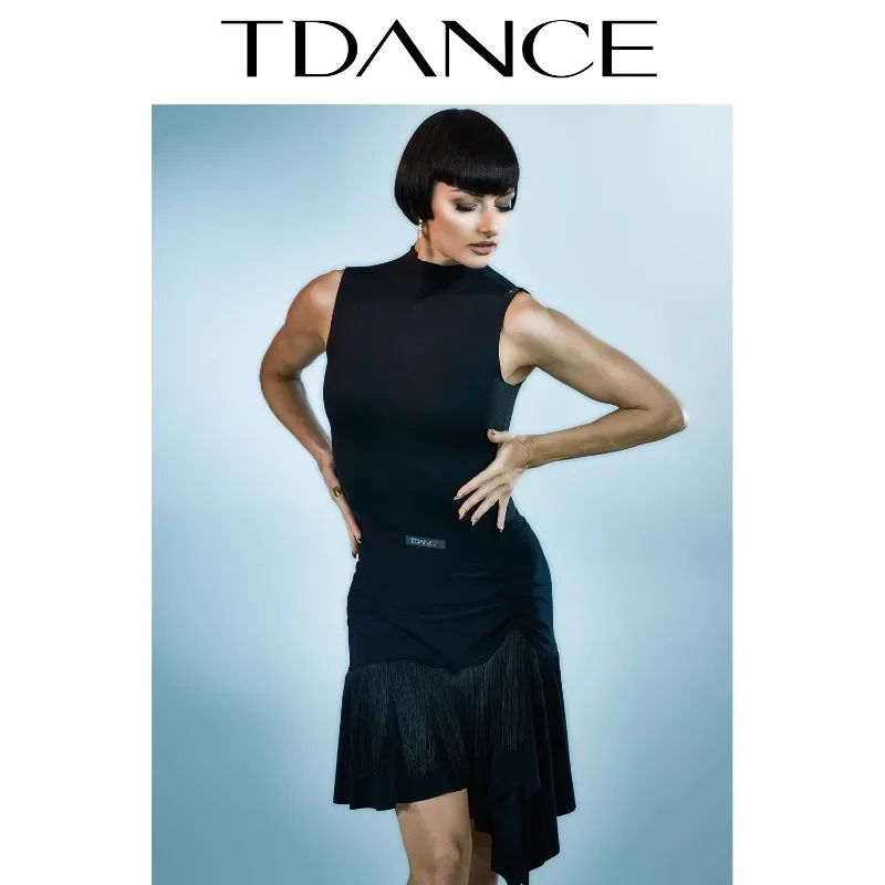 

customized National standard Latin modern practice uniform high neck jumpsuit team clothes latin dance dress women suit