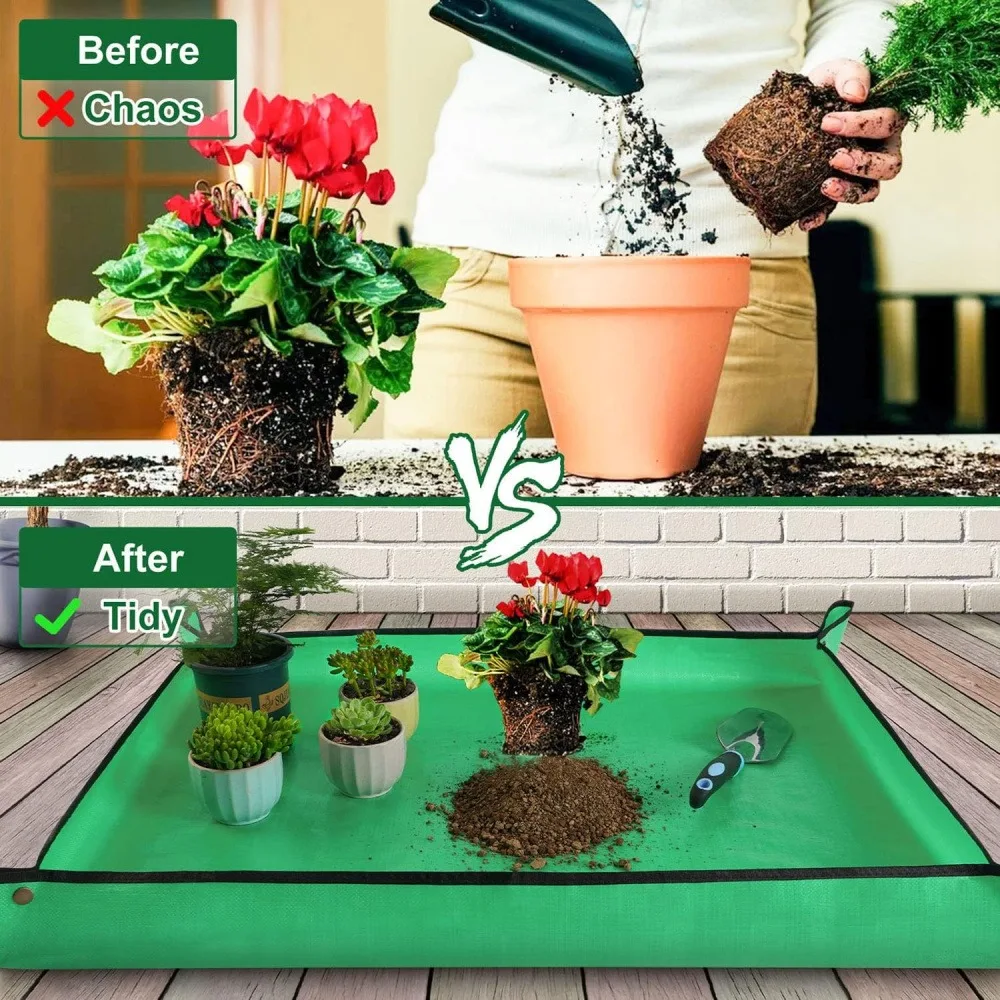 20x20 Inch Thickened Waterproof Repotting Mat Portable Potting Tray for Plant Transplanting And Mess Control Succulent Potting M