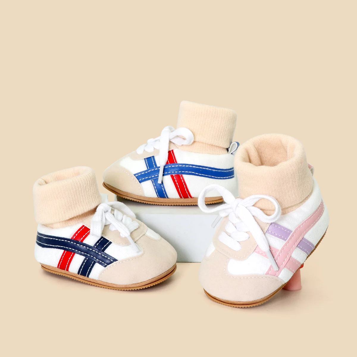 

Baby Sock Shos Autumn and Winter Baby Girls Boys Ankle-covered Style 0-1 Year Old Anti Slip Fashion Design Newborn Infant Shoes