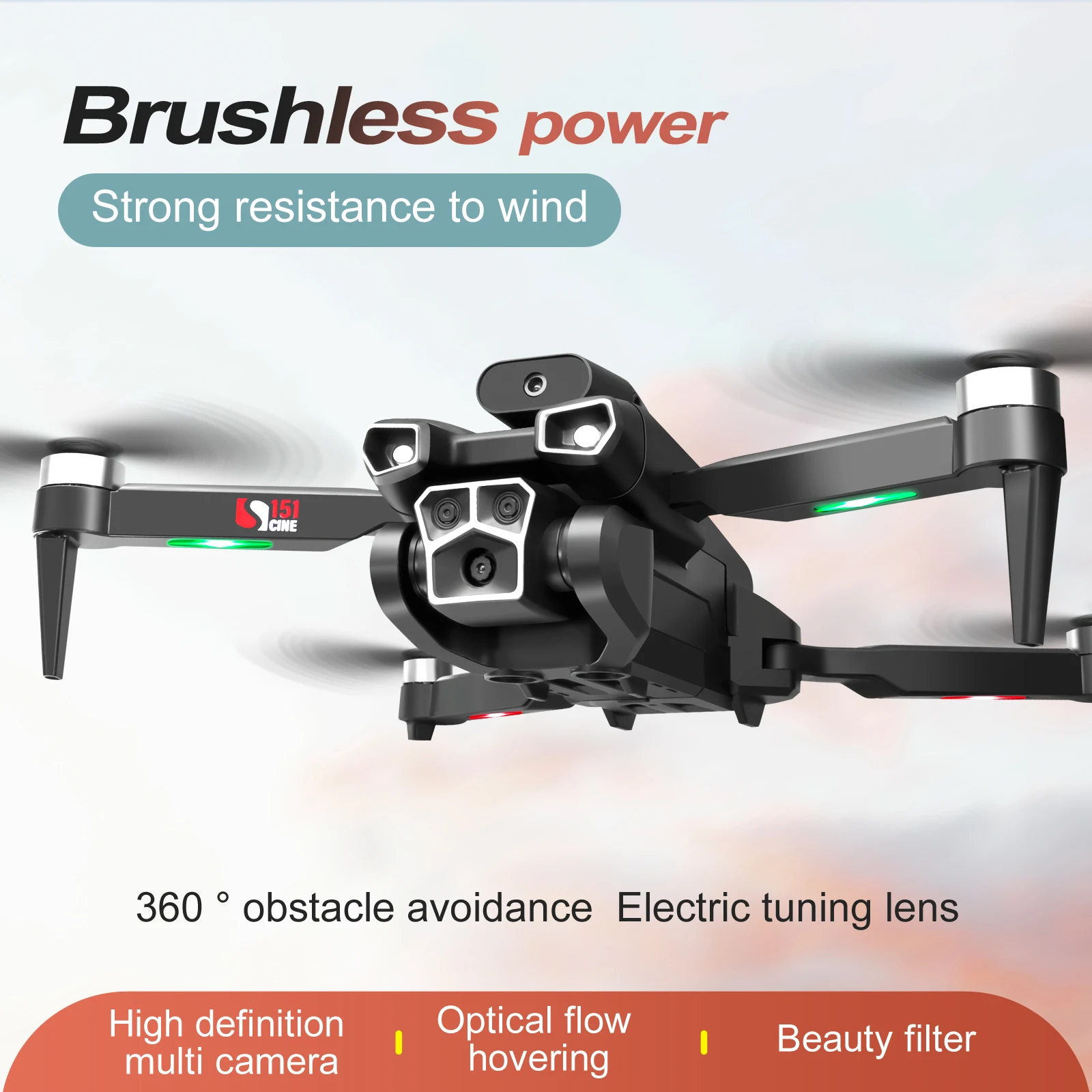 S151 Brushless Remote Control Drone Quadcopter Toy Optical Flow RC UAV Helicopter 3 HD Camera Obstacle Avoidance Aircraft Toys