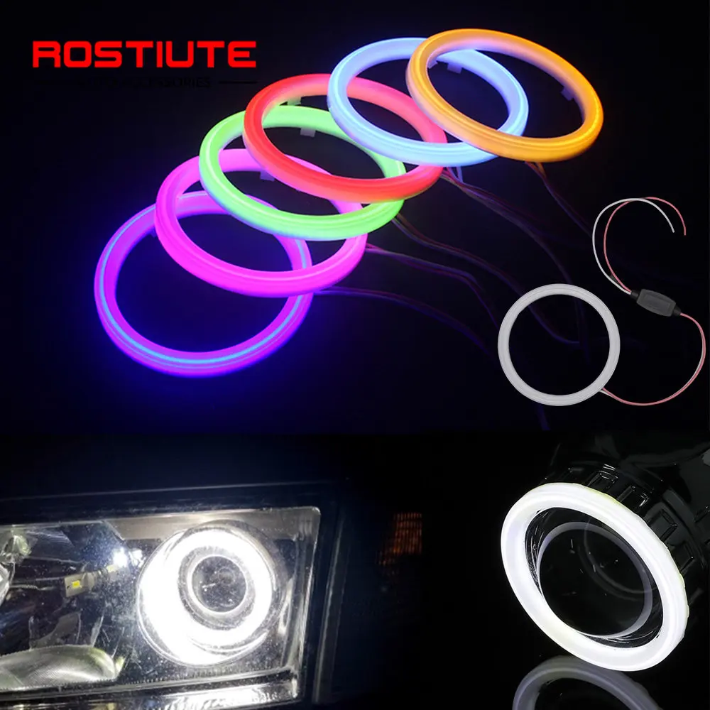 2 Stuks Katoenen Led Angel Eyes 60Mm 70Mm 80Mm 90Mm 100Mm Led Auto Koplampen Auto mistlamp Led Halo Ring Angel Eye Voor Motorfiets Atv