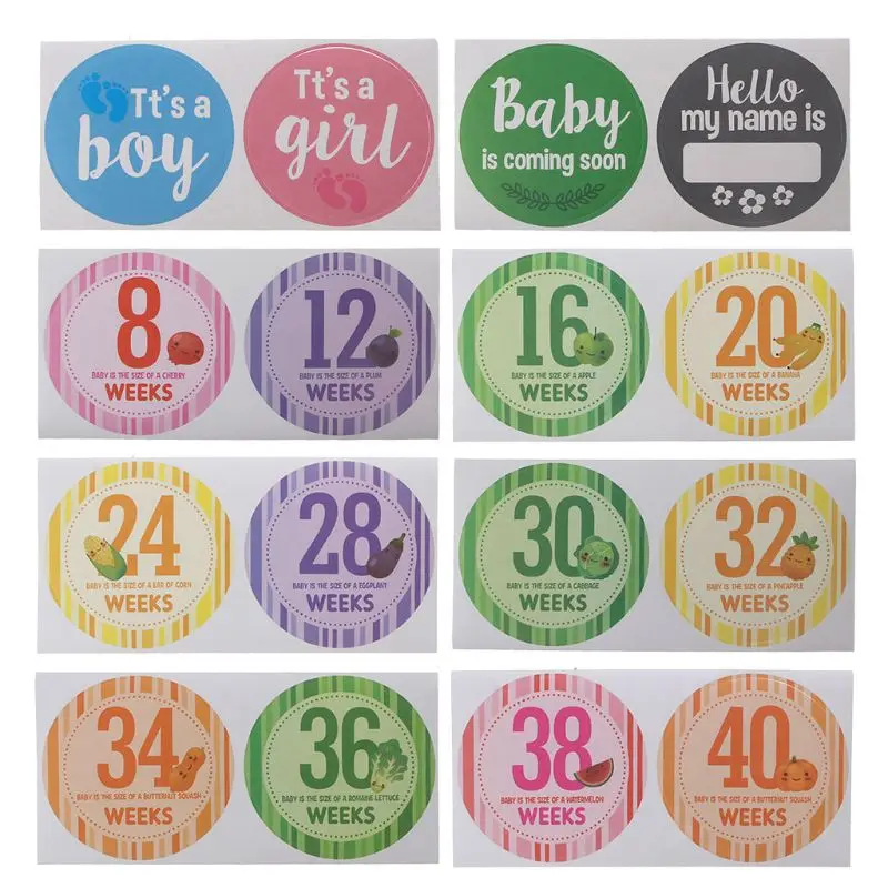 

16 Pcs Pregnant Stickers Pregnancy Milestone Stickers Photography Weekly Belly