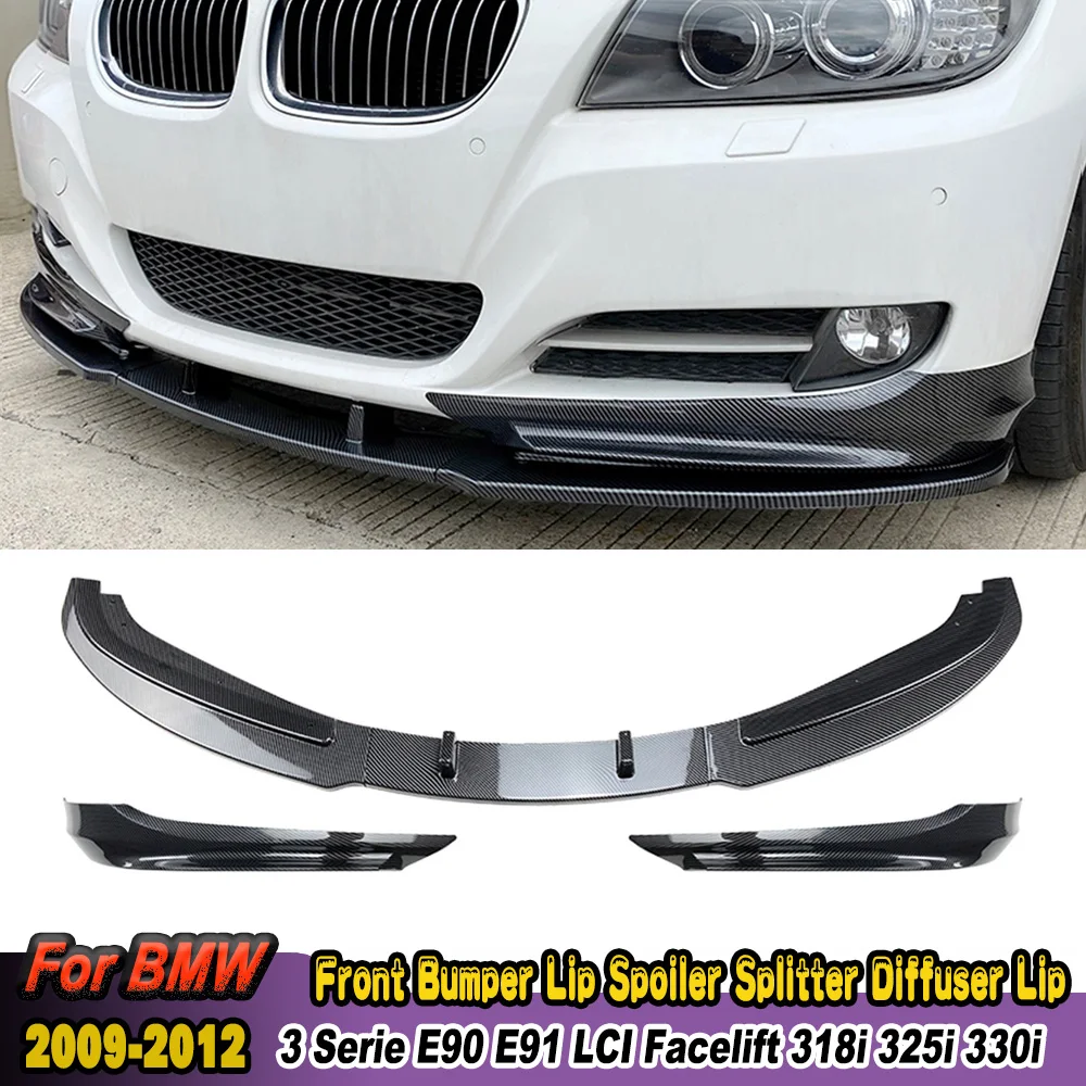 Front Bumper Lip Spoiler Splitter Diffuser Lip ABS Side Cover Trim For BMW 3 Serie E90 E91 LCI Facelift 318i 325i 330i 2009-2012