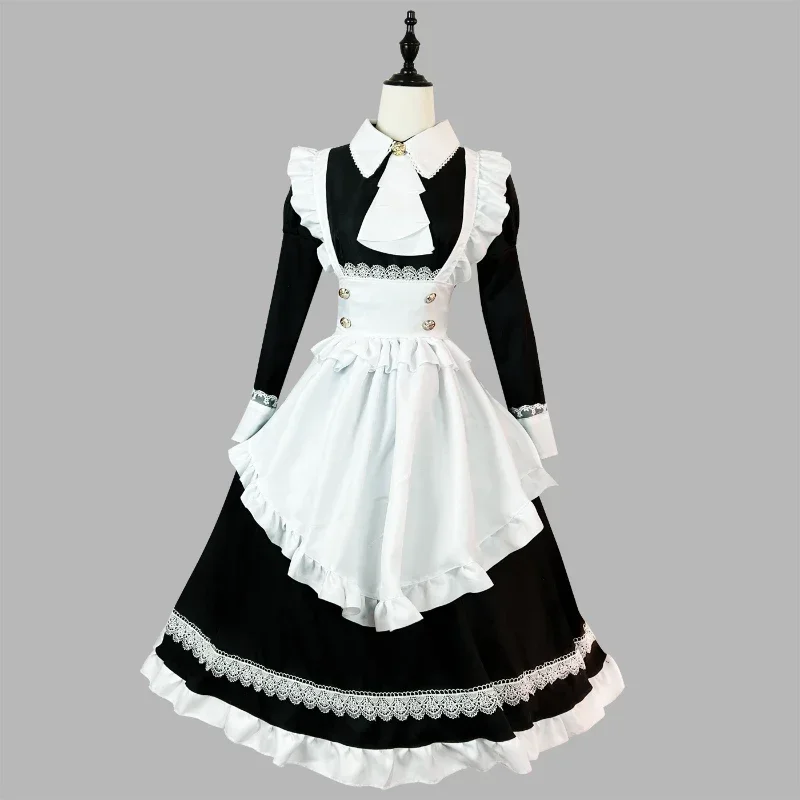 Coslan British Aristocratic Long-sleeved Maid Costume Anime Lolita Role Play Lingerie Dress Party Outfits Plus Size Black White