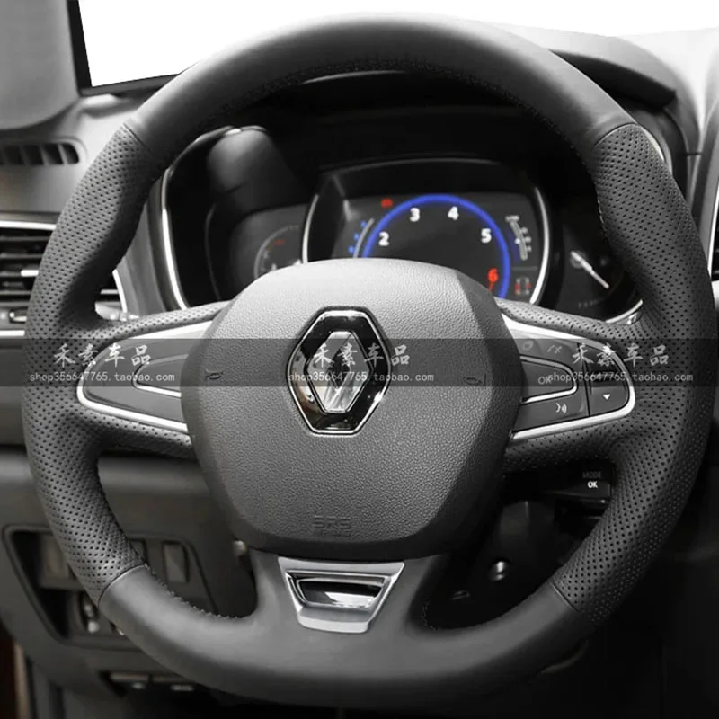 Hand Stitched Genuine Leather Sports style car Steering Wheel Cover For Renault Kadjar Koleos Megane Talisman Scenic 2015-2018