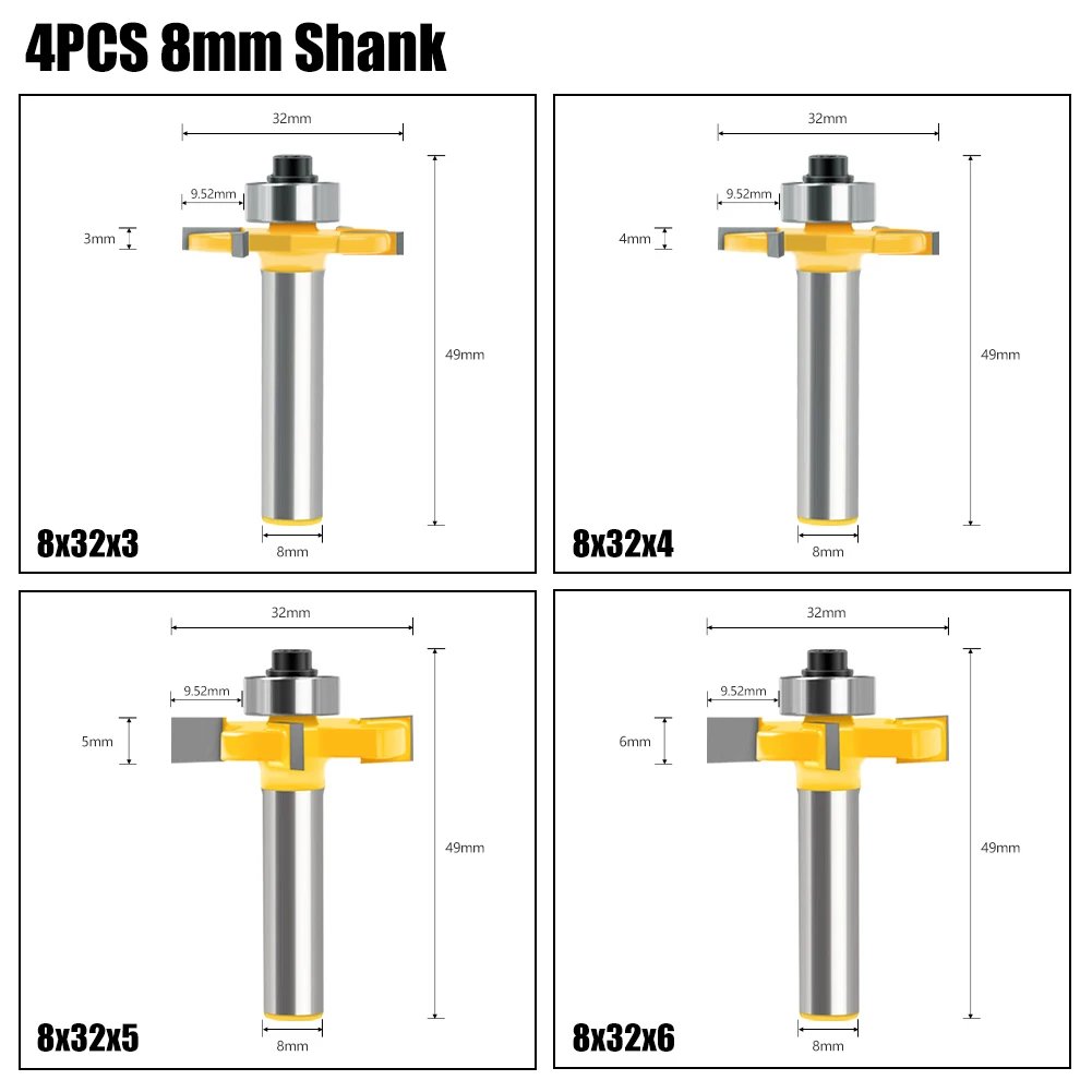 Wood Router 8mm Shank Straight End Mill Trimmer Cleaning Flush Trim Corner Round Cove Box Bits Tool Milling Cutter New