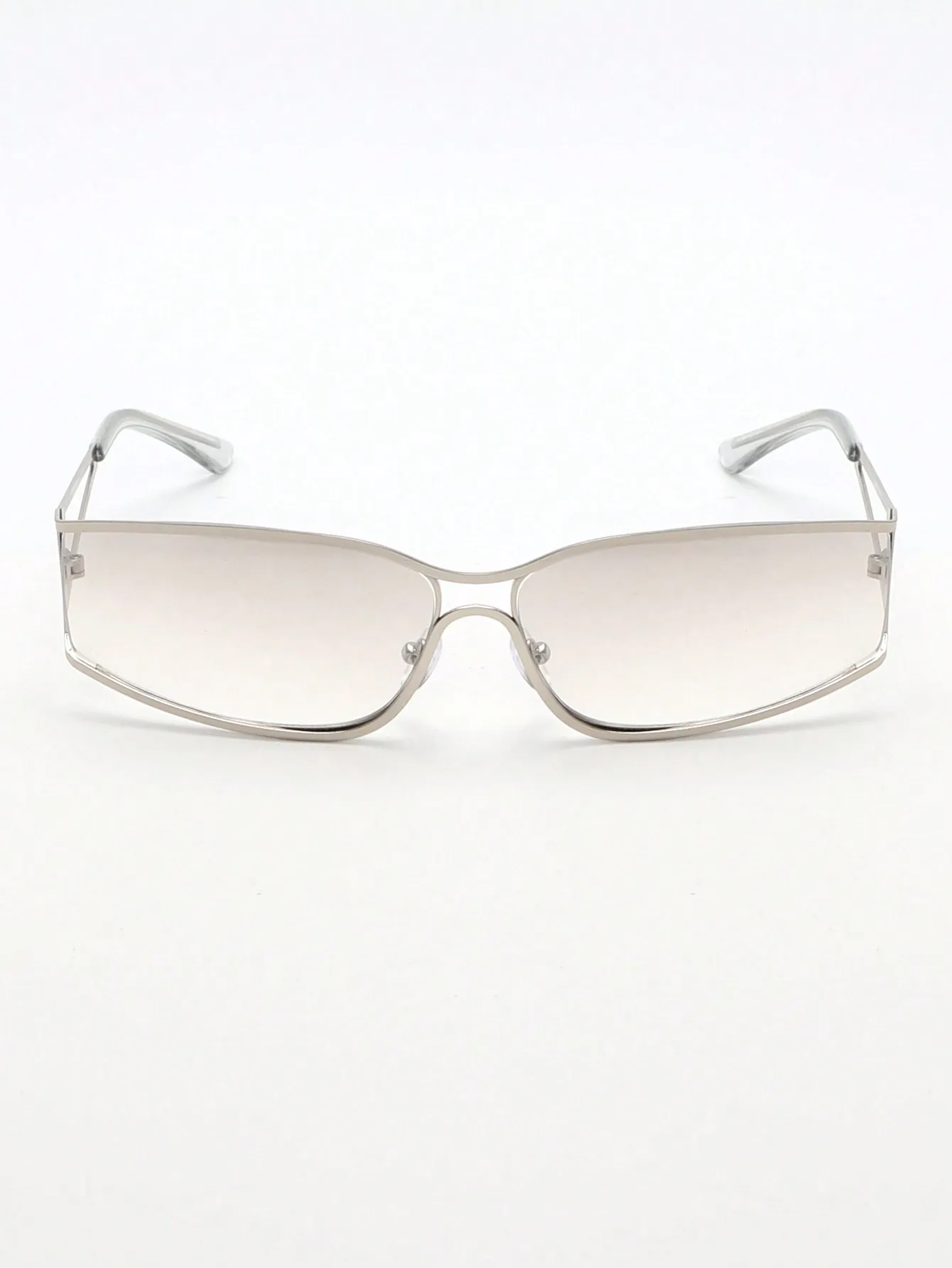 

1pc Y2K Futuristic Metallic Silver Wrapped Fashion Glasses Beach Accessories For Women Glasses Shades