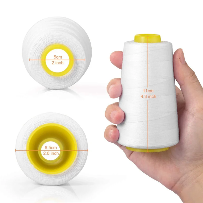 AA80-خيط أبيض لجميع الأغراض لخياطة خيط الخياطة البوليستر 3000 ياردة كل خيط بكرة لخيط ماكينة الخياطة Durab