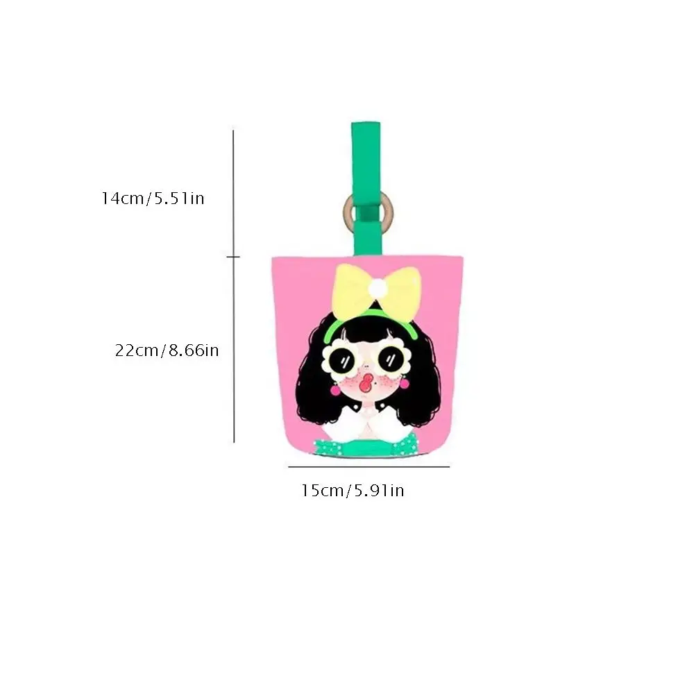 All-match Cartoon Canvas Bucket Bag Girl Korean Style Canvas Shoulder Bag Large Capacity Tote Bag Canvas Handbag Outdoor