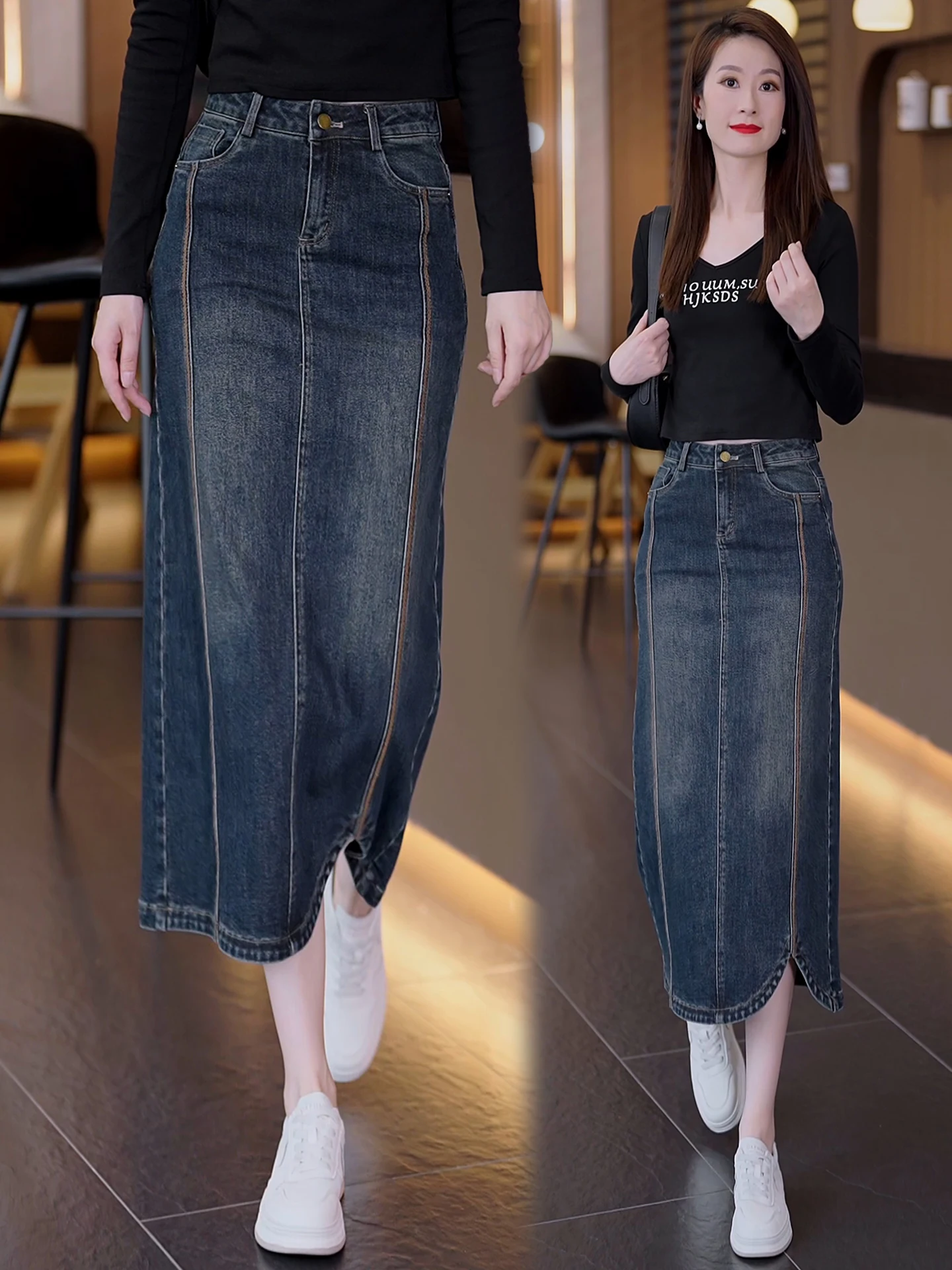 Retro Denim Asymmetrical A-Lin - đánh giá và giá A-Line Skirt Midi