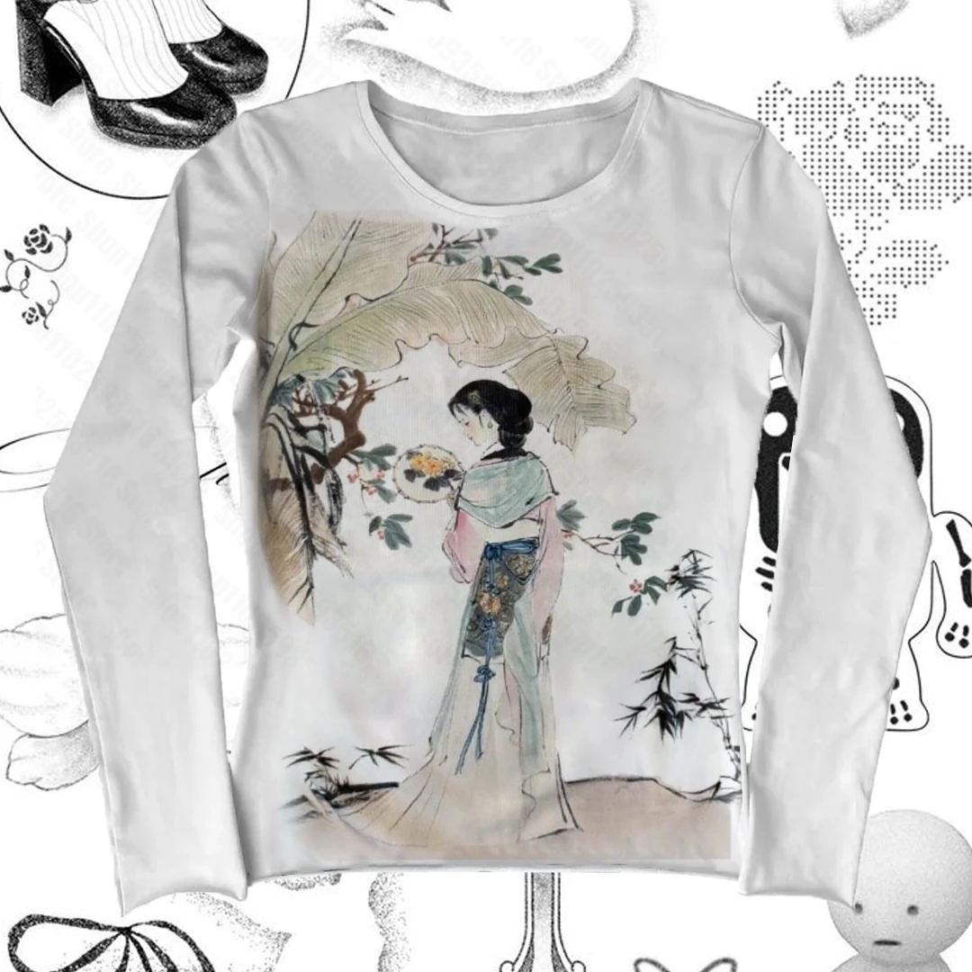 90er Jahre Kleidung Vintage Gothic Shoujo Girl Style Japanische Y2k Tops T-Shirt für Frauen Frühling 2025, Frau Emo Grafik T-Shirts Harajuku