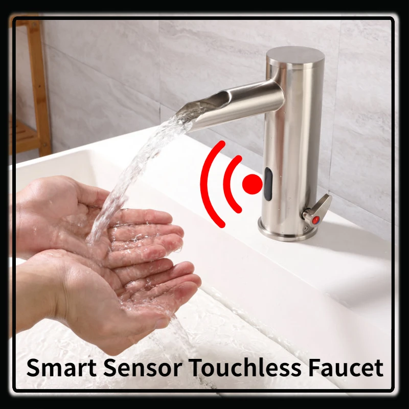 Brushed Touchless Kitchen Faucet Smart Sensor Sink Mixer High Tech Hot ＆ Cold Faucets Smart Bathroom Basin Auto Faucet Basin Tap