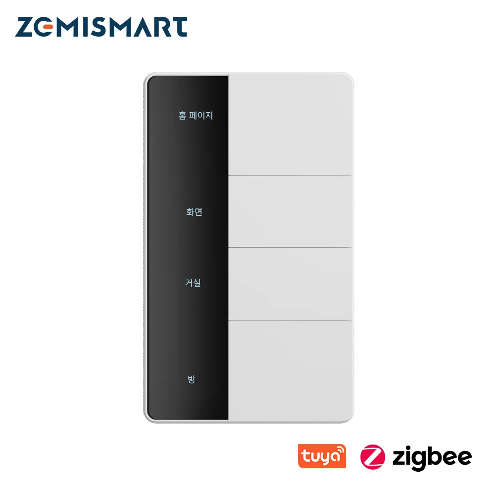 

Zemismart DIY Name Switch Zigbee Push Button Wall Light Switch Smart Display Screen Panel Work with Tuya Alexa Google Home Voice