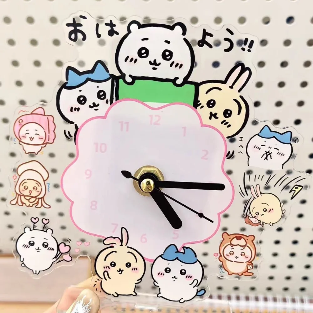 New Cartoon Chiikawa Acrylic Clock Cute Creative Simple Desktop Ornaments Hanging Wall High Appearance Level Children's Gifts