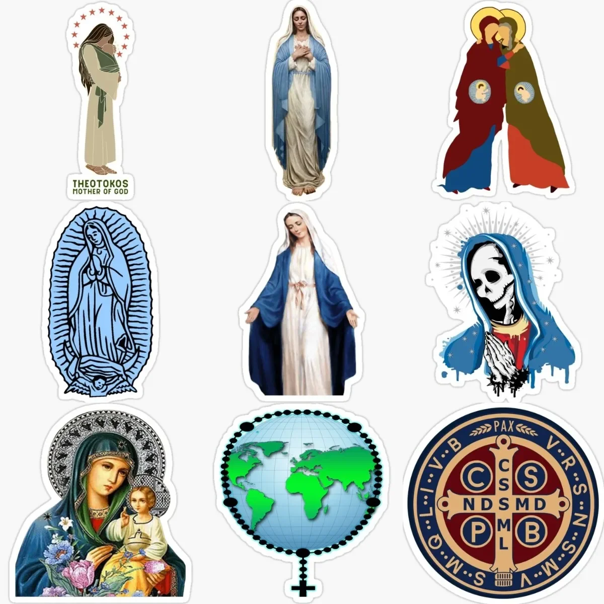 

Virgin Mary Jesus Christ Creative PVC Personalized Stickers Accessories for Decorate Car Bicycle Table Van Suv Fridge Wall Room
