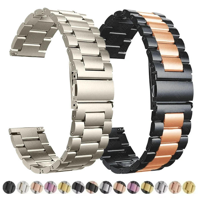 Pulseira de aço inoxidável de 20mm 22mm para samsung galaxy watch 7 6 5 4 5pro 40/44mm 4/6 clássico 43 47mm pulseira de metal para huawei gt5 4pro