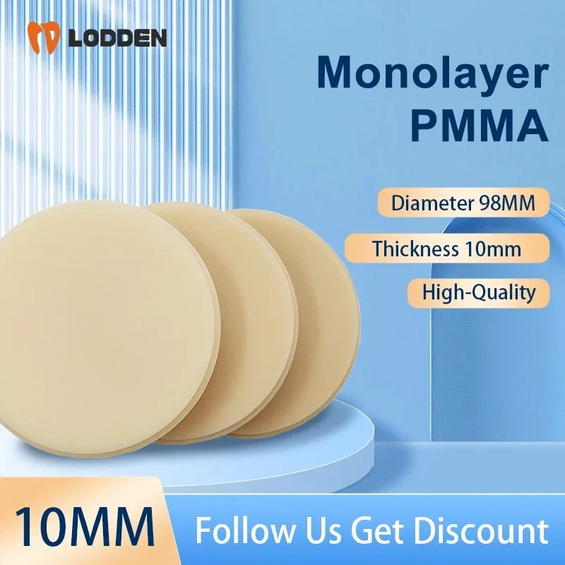 10MM Dental PMMA Monolayer For Dental Lab Materials Preshade Monochrome Resin Disc CAM/CAD VITA 16 Color 98mm Dentist Materials