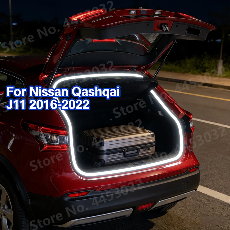 4M Car Trunk Light Strip For Nissan Qashqai J11 2016-2022 LED Bright Auto-Sensing Interior Flexible Atmosphere Light 12V