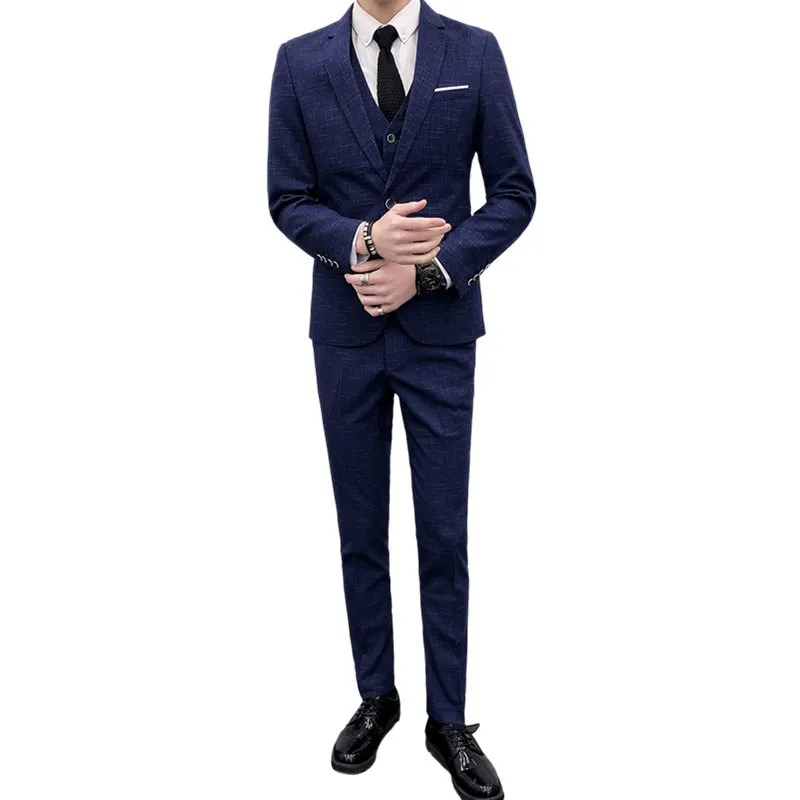 

Slim Fit Tee Piece Suit Set for Men Casual Wedding omsmen Formal Korean Sle Busin Career Universi Student