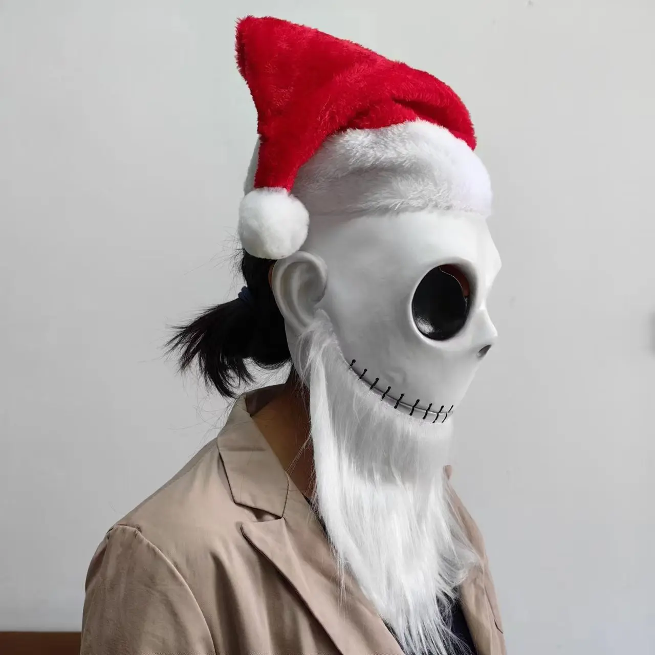 Christmas Hat Nightmare Skull Cosplay Mask Latex Adult Party Mask Props Jack Skellington Costume Ball Halloween XMAS Masks view 6