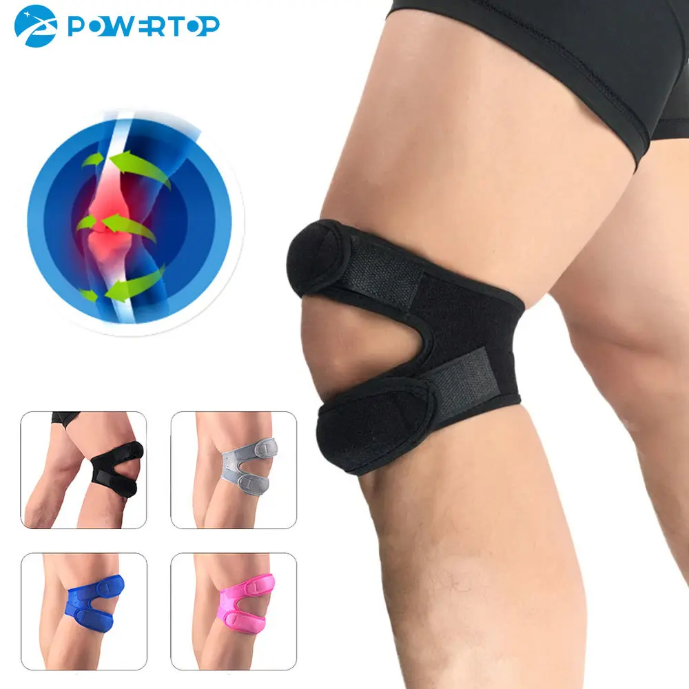 1 pc esportes joelheira dupla patellar joelho patela tendão suporte cinta cinta cinta protetor de joelho aberto envoltório banda fitness