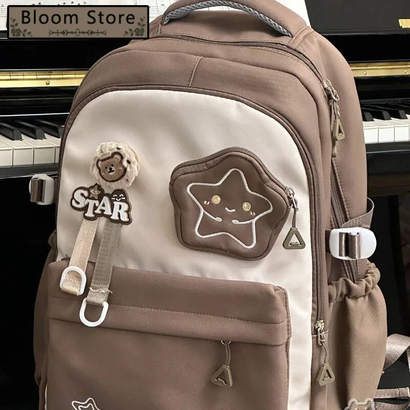 

Preppy Girls Backpacks Korean Vintage Students Women High-Capacity Casual Backpack Contrast Color All Match Streetwear Schoolbag