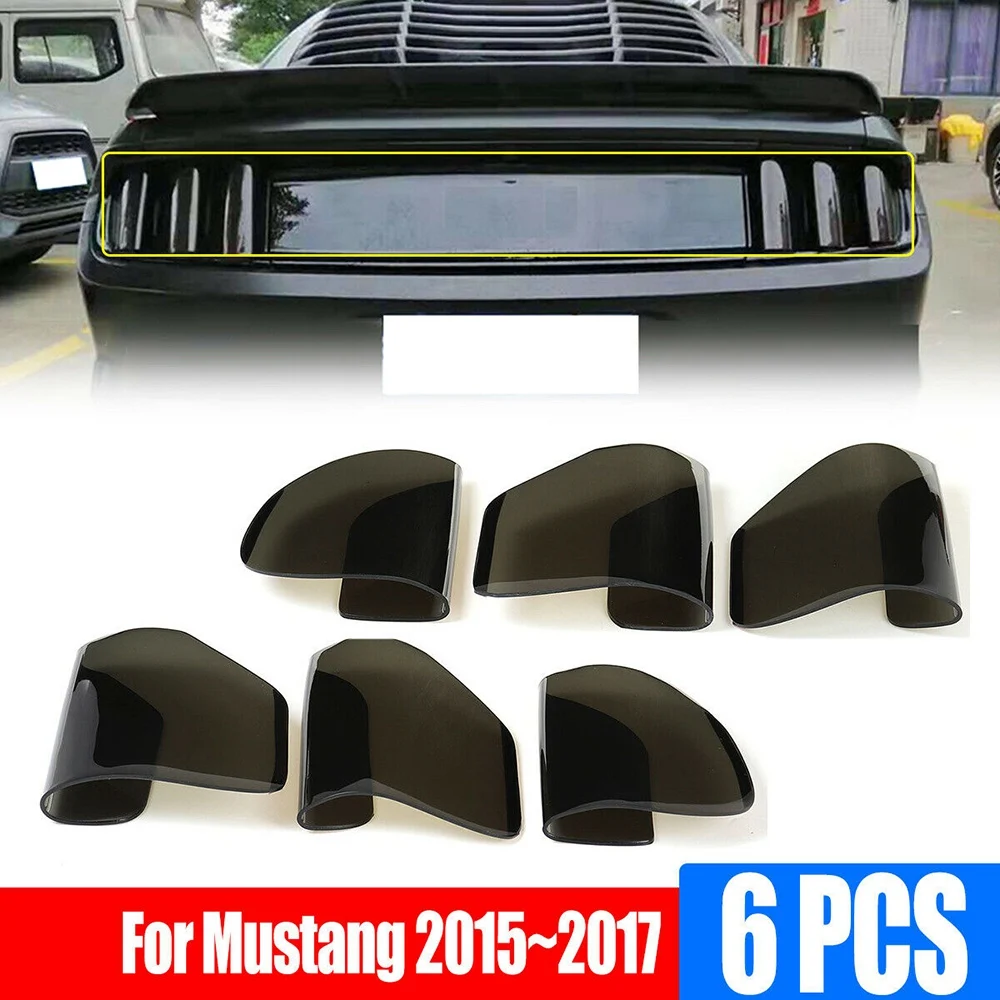 6Pcs Car Rear Tail Light Lamp Cover Protector Sticker Smoked Auto Tail Light Hood for Ford Mustang