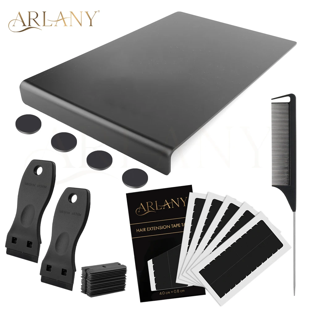 

Набор для удаления ленточных наращиваний волос ARLANY: акриловая доска для снятия лент, 5 листов двусторонней ленты, 2 пластиковых скребка для удаления клея
