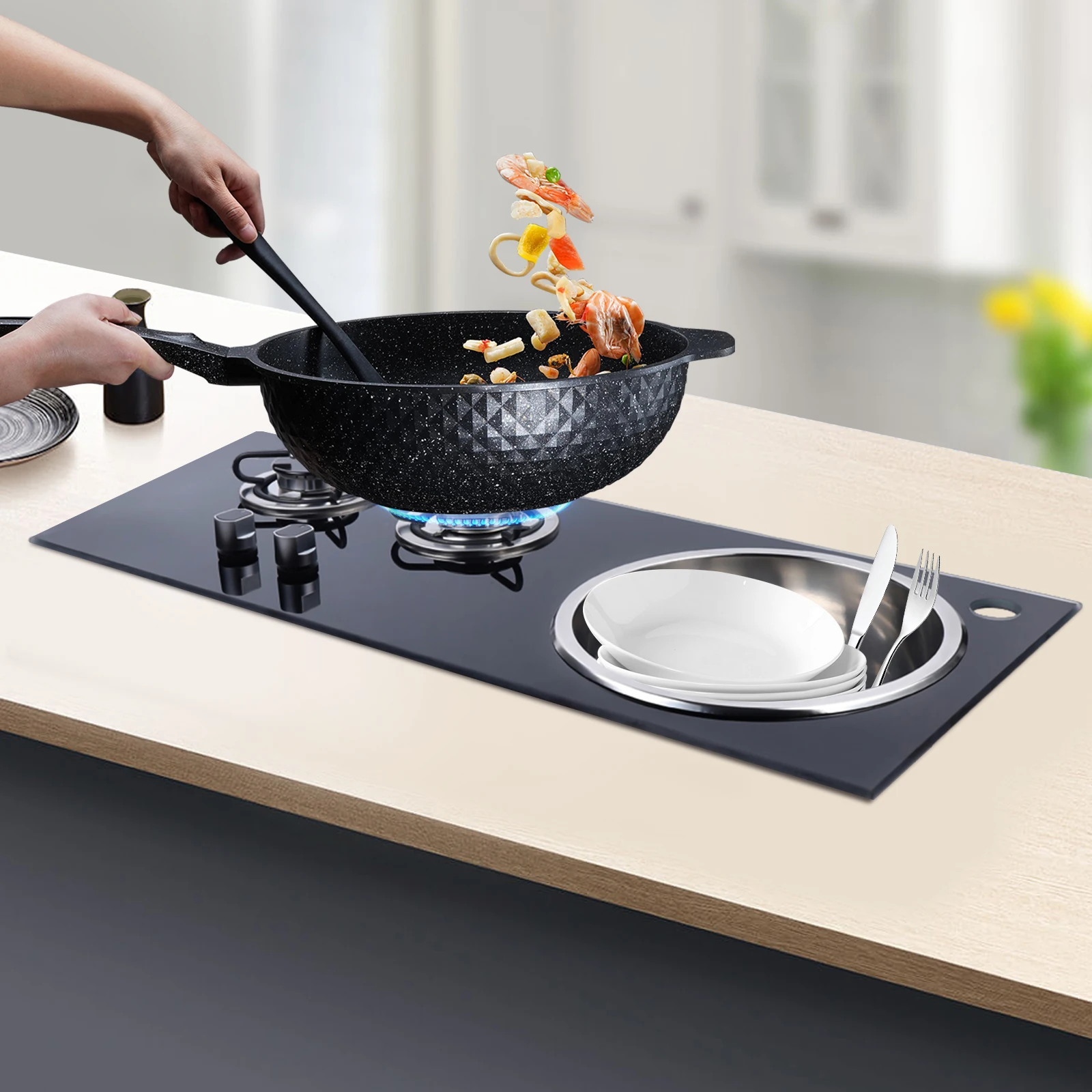 Gas Stove for RV 1.8KW Efficient Combustion Flameout Protection Precise Fire Control Stable Grate Compact Space Safe Ignition