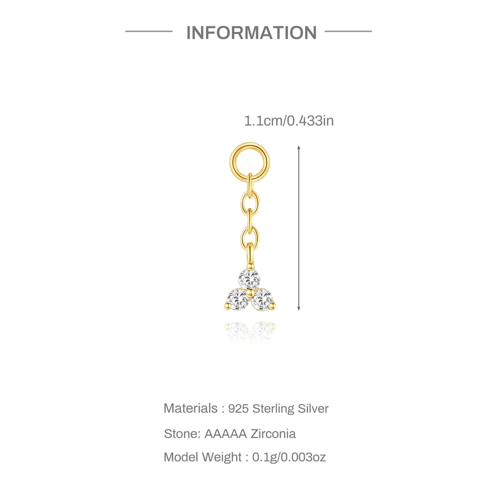 AIDE 1 Stück 925 Sterling Silber Ersatzteile Ketten Teil für Ohrstecker Piercing Creolen Tropfenohrring Damen Edlen Schmuck Geschenk