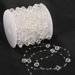 1 Roll of Crystal Strands Garland Clear Chain Bead Trim for Wedding