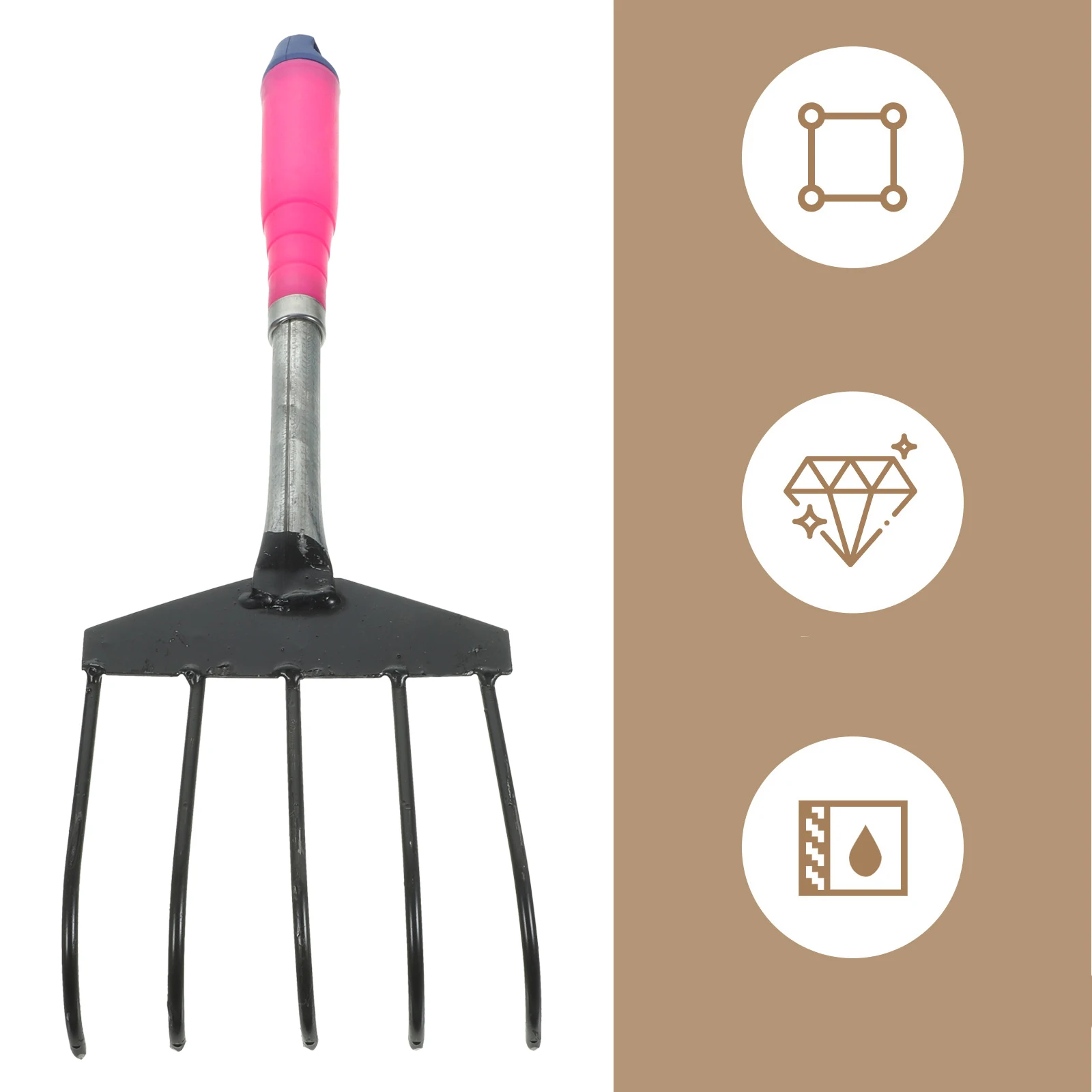 

2pcs Five-Tooth Garden Rake For Soil Loosening Weed Removal, Multipurpose Farm Implement With Handle, Portable Seaside Digging