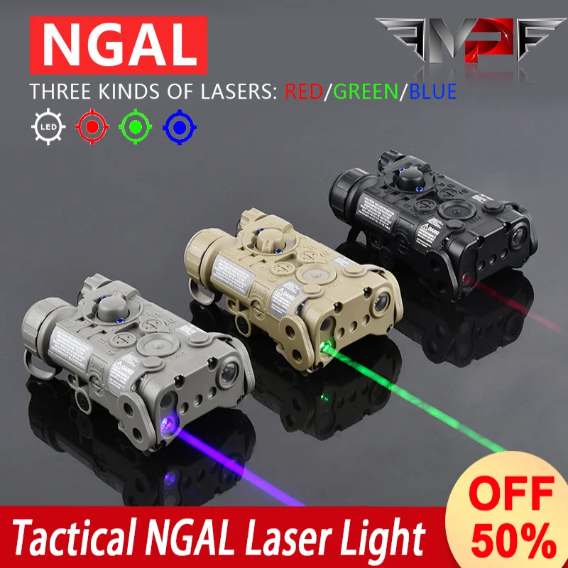 

WADSN Tactical New Metal NGAL Laser Red Green Blue White Strobe LED 200Lumen Light Hunting Weapon Scout Light Airsoft accessorie