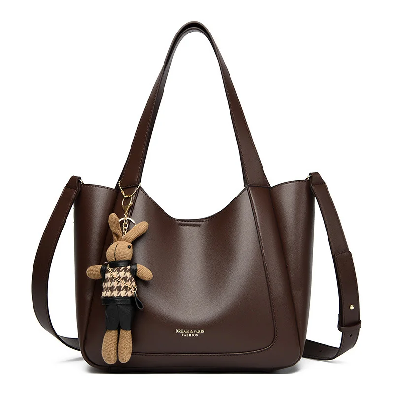 

High-end Soft Leather Retro Handheld Vegetable Basket Bag for Women, New Style, Simple Design, Suitable for Commuting, Large Cap