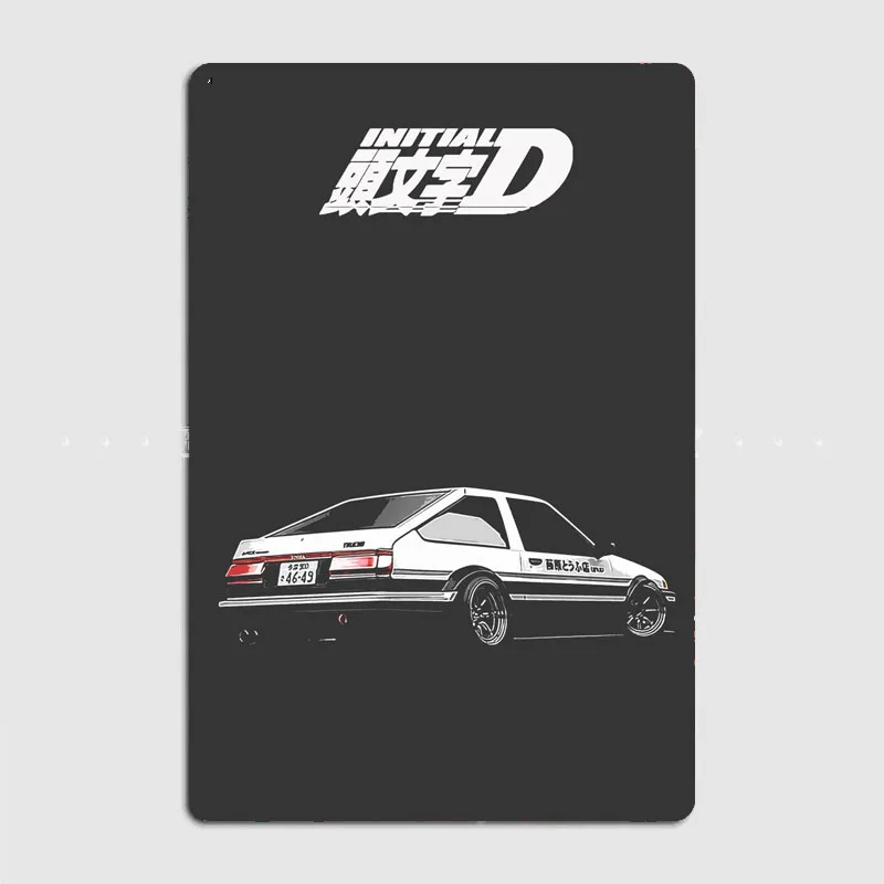 Initial D Toyota Trueno AE86  Metal Sign Poster Garage Living Room Wall Garden Decor Cinema Living Custom Tin Vintage Home Decor