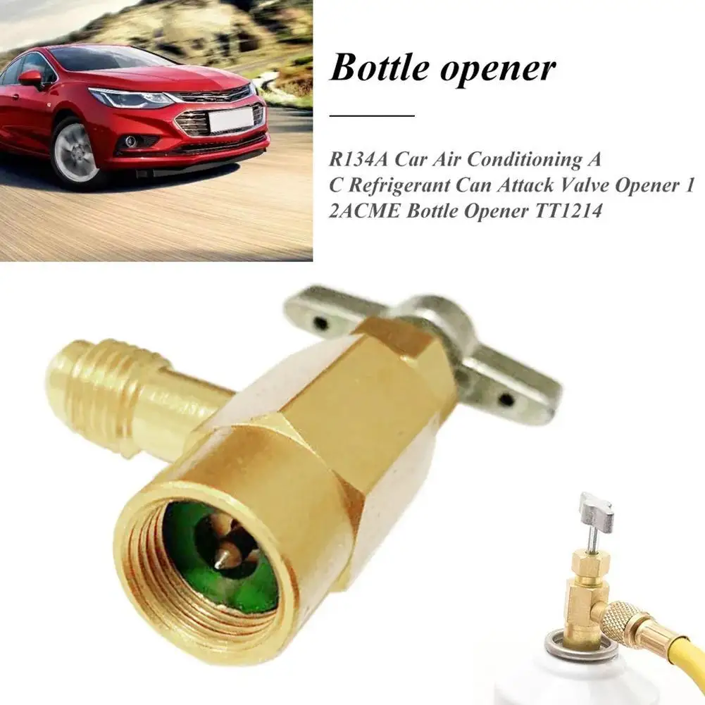 New Refill Adapter R134A Car Air Conditioning A/C Refrigerant Thread 1/4 Valve Tap Opener Gold Brass Can SAE Tap Adapter L2C8