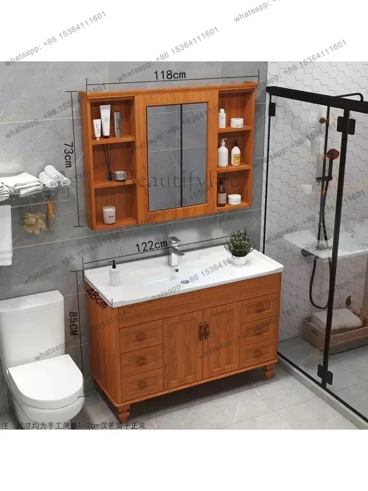Floor-to-ceiling bathroom cabinet ceramic integrated basin washbasin countertop integrated washbasin cabinet