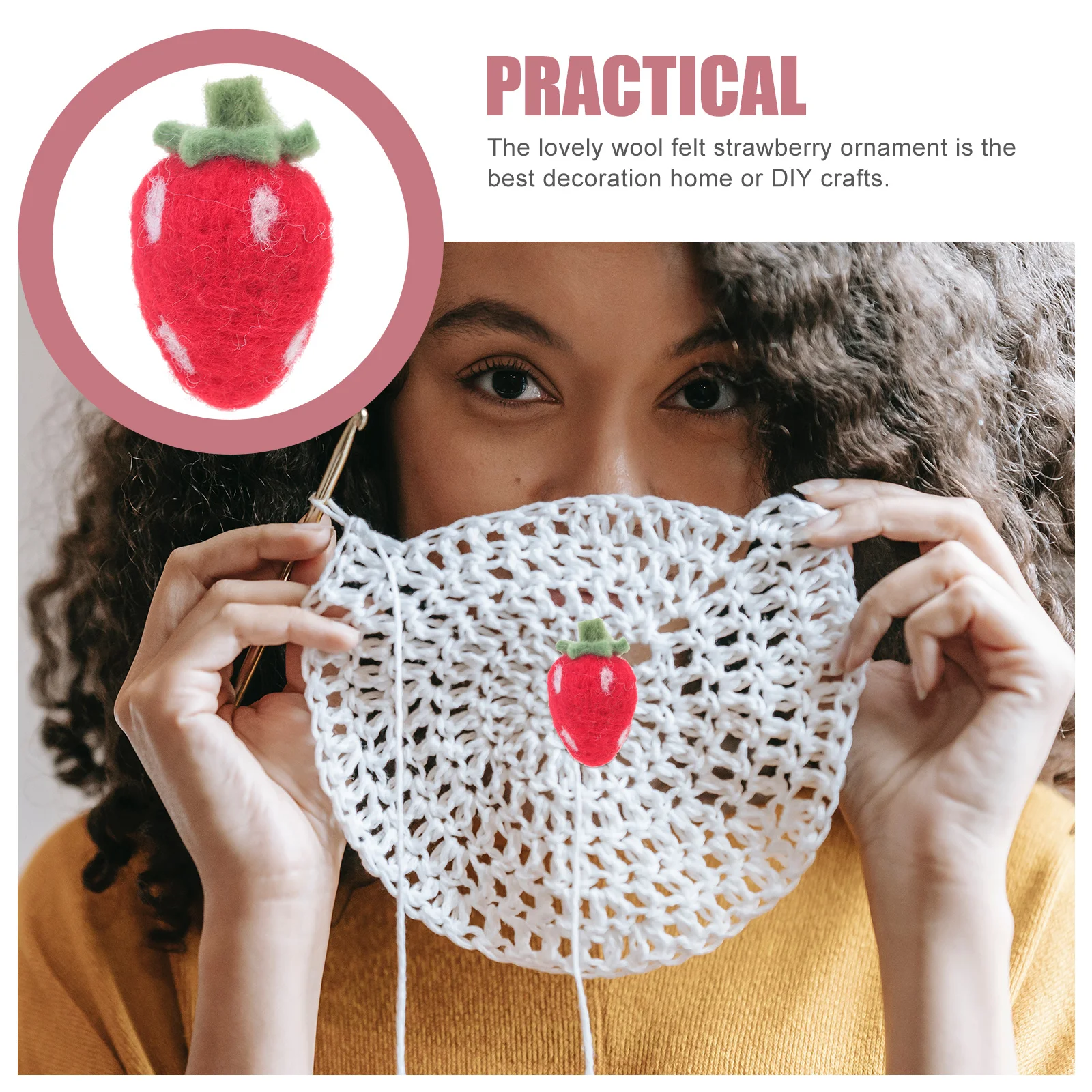 

10pcs Wool Felt Crafts Strawberry Shape Diy Ornament For Home Decor Handmade Craft Kit Room Party Decoration Accessory