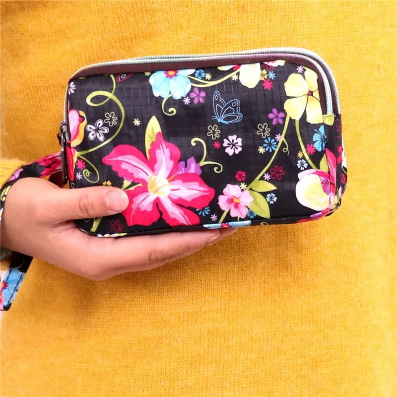 

Fashion Print Women's Mobile Phone Long Wallet Female Large Capacity 3 Zipper Purse Ladies Clutch Zero Bag