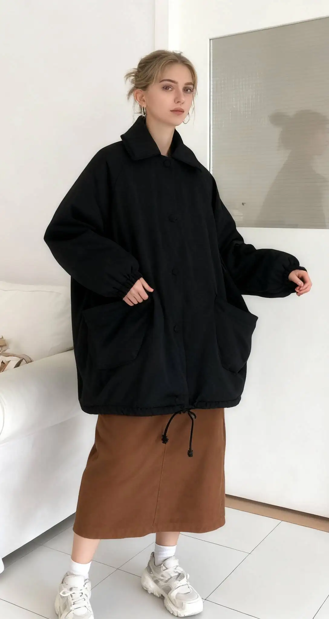 

Парки женские Femme осенние вельветовые лоскутные в шахматном порядке ребристый пояс на кнопке укороченный воротник-стойка Ulzzang милые милые