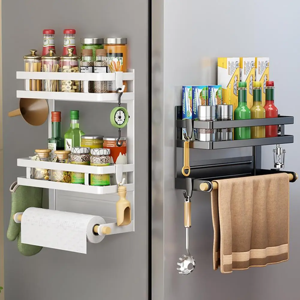 Strong Magnetic Adsorption Holder Heavy-duty Wrought Iron Organizer Magnetic Refrigerator Shelf Paper Towel Holder Strong