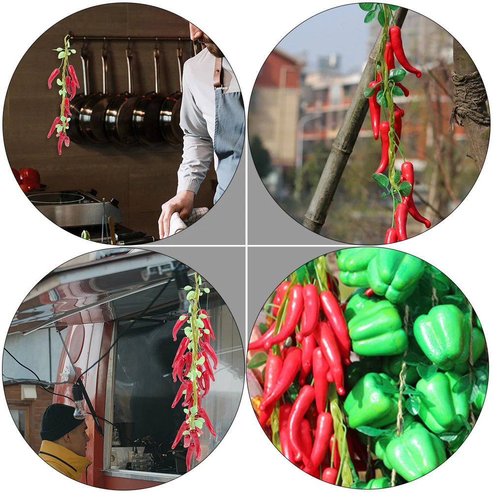 

4pcs Simulation Chili Pepper Strings Fake Hanging Decor Farmhouse Kitchen Restaurant Home Artificial Pepper Ornaments Lifelike