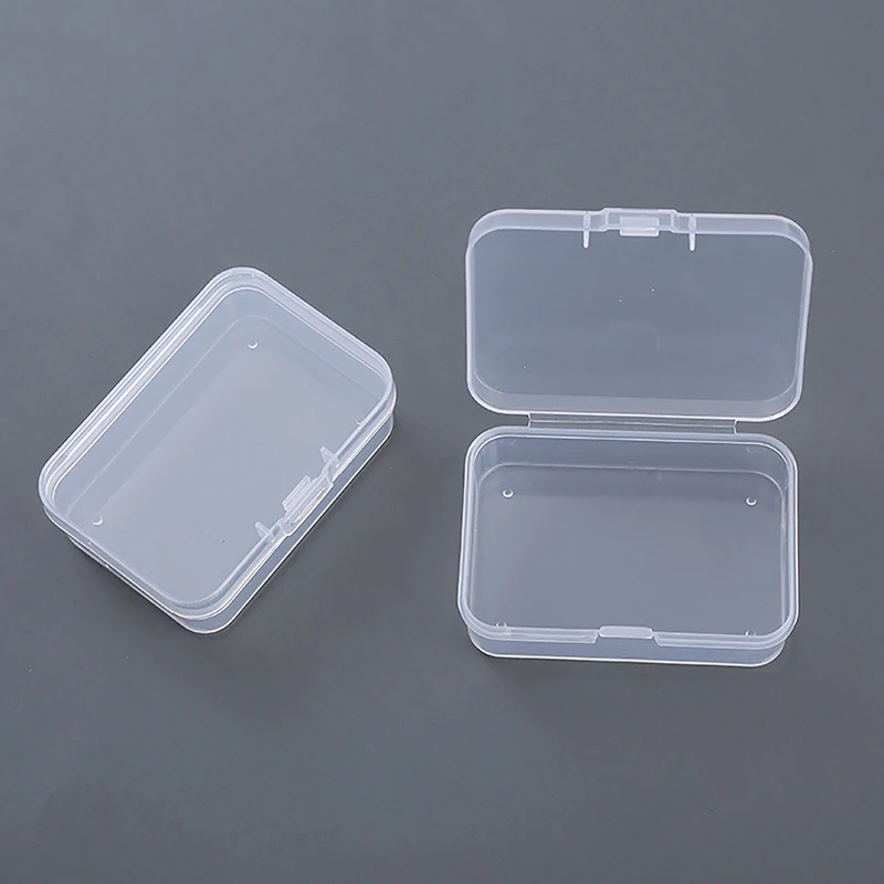 2pcs Clear Plastic Storage Case With Lid Jewelry Box Portable Square Container For Beads Earrings Desktop Sundries Organizer