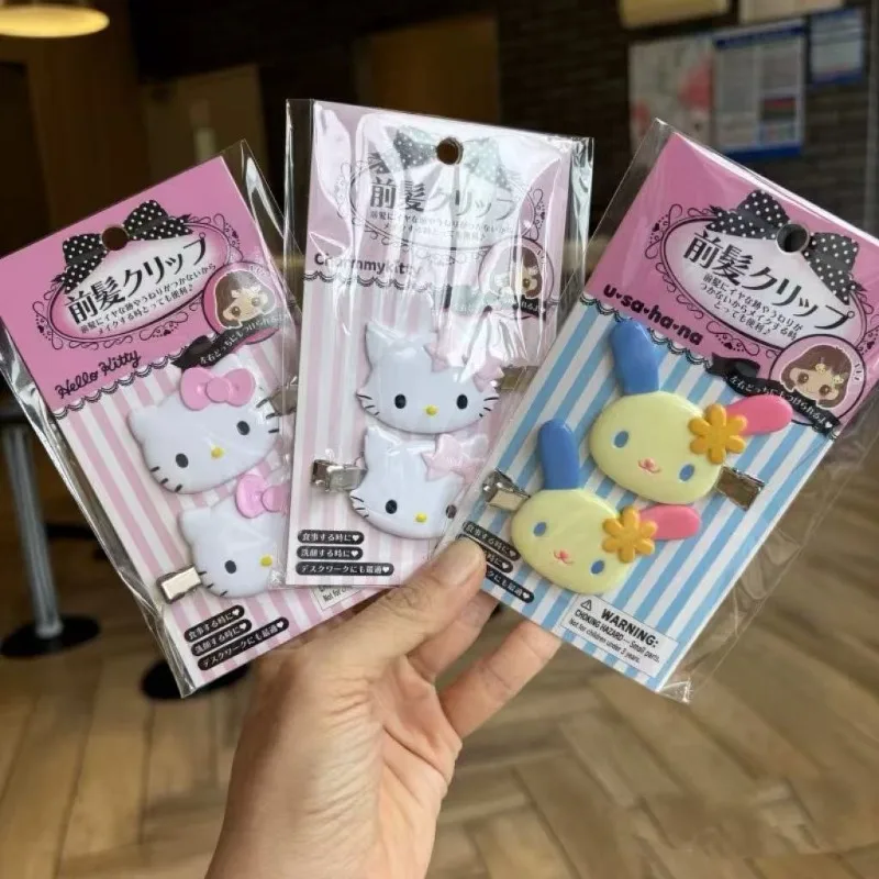

2pcs Hello Kitty Hair Pin Cute Anime Student Children Girl Toy Side Hairpin Clip Kawaii Women Accessories Wholesale Holiday Gift