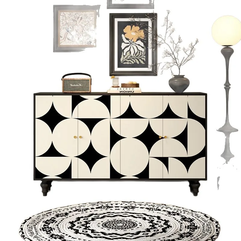 

Solid wood French vintage entryway cabinet painted sideboard living room bedroom storage cabinet hotel B&B locker