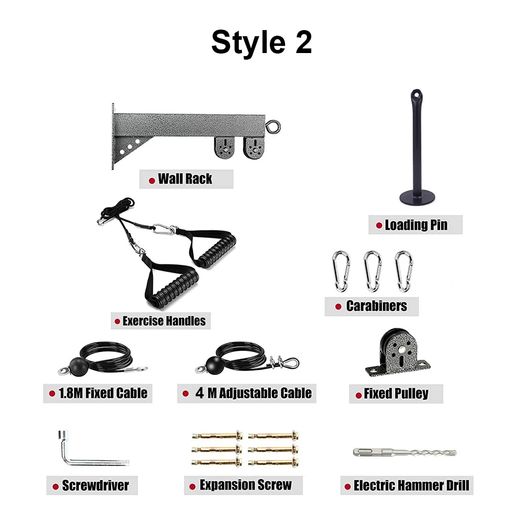 An der Wand montiertes DIY-Riemenscheiben-Kabel-Maschinenbefestigungssystem, Bizeps, Trizeps, Krafttraining, Sport, Workout, Fitnessgeräte-Set – Detail 7
